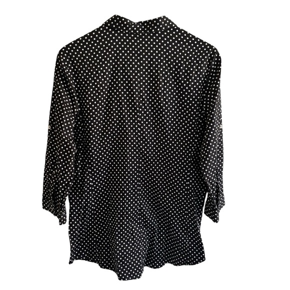 New York & Company Button Up Shirt Polka Dot Roll Tab Office Casual Size Large - Picture 10 of 16